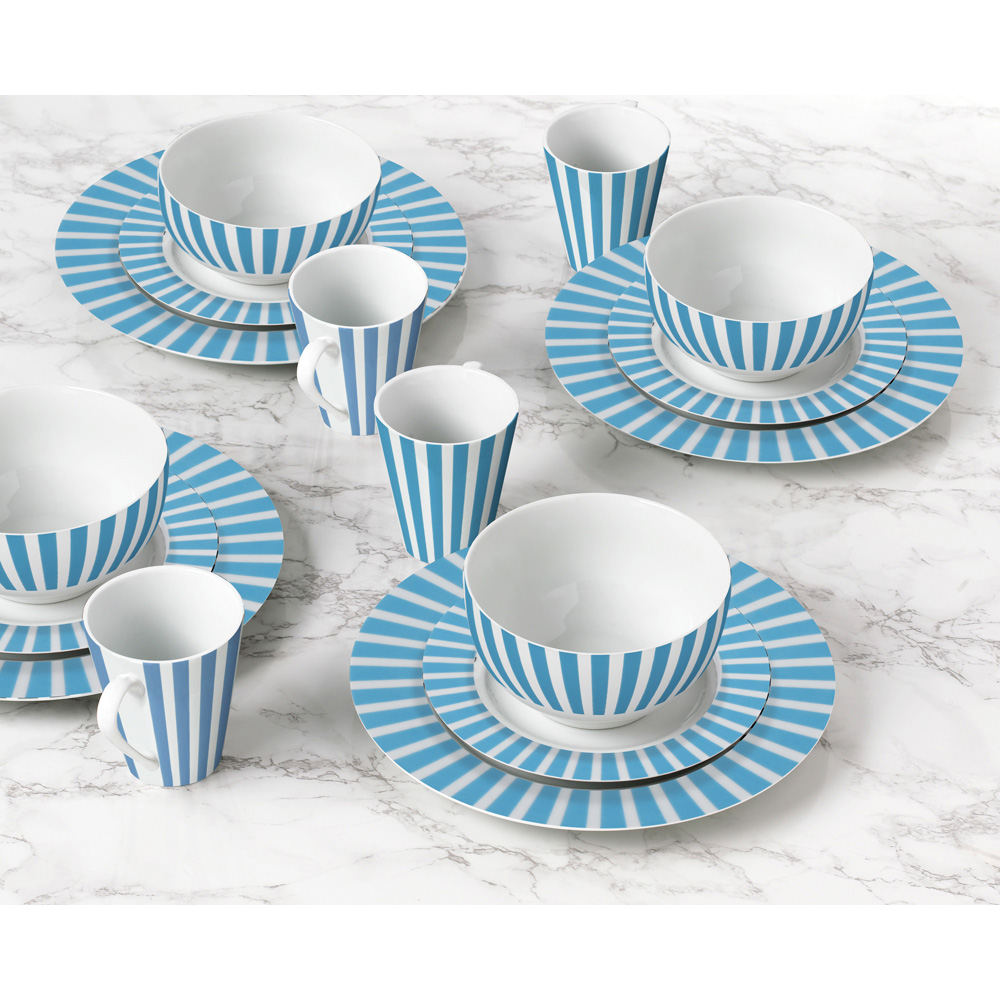Waterside Split Stripe Soft Blue 24 Piece Dinner Set Image 2