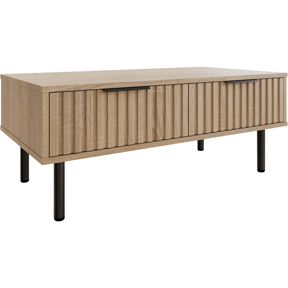 GFW Nervata 2 Drawer Oak Coffee Table Image 2