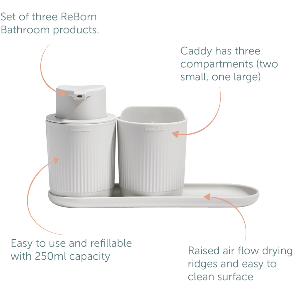 ReBorn 3 Piece Stone Effect Recycled Plastic Bathroom Set Image 8