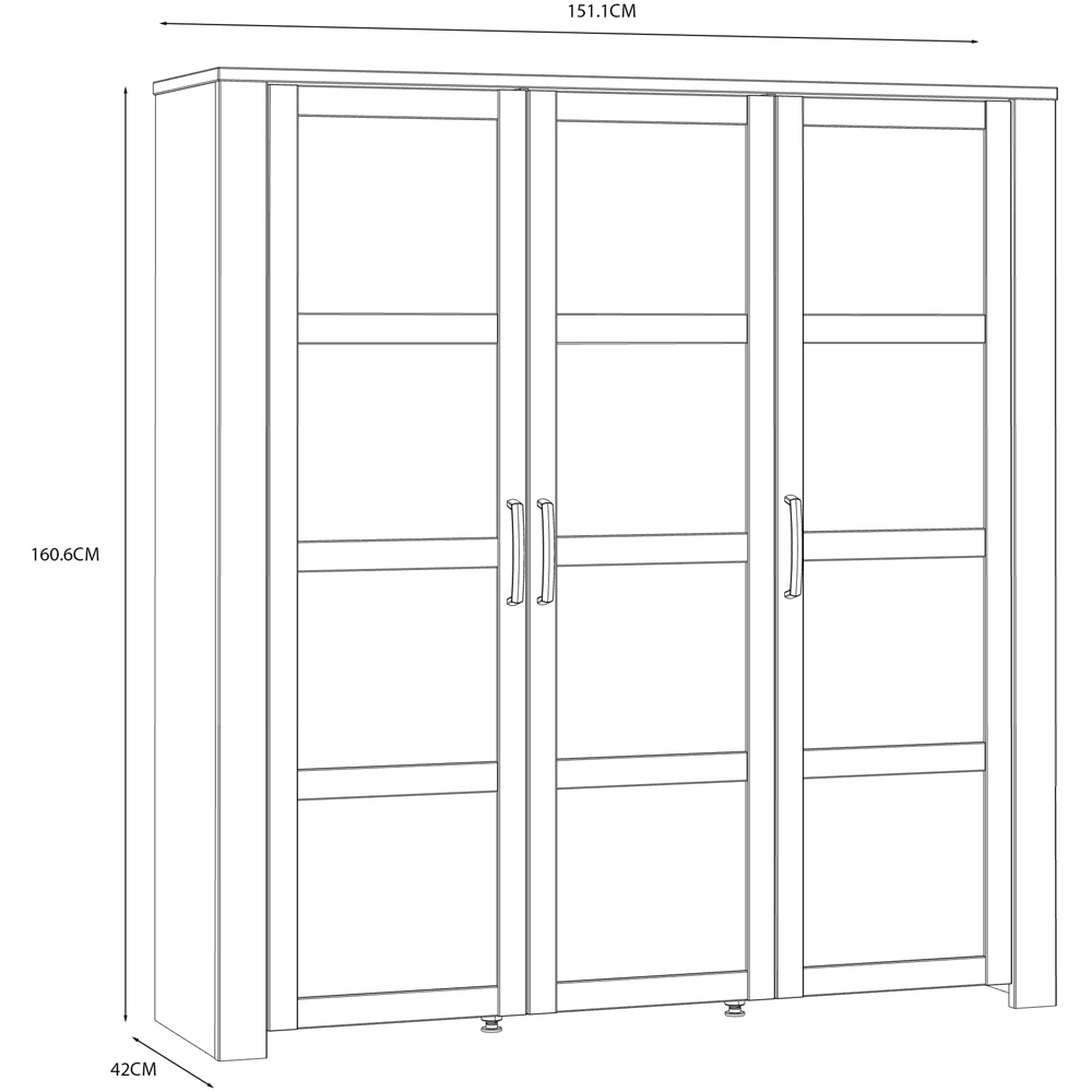 Florence Bohol 3 Door White Riviera Oak Large Display Cabinet Image 8