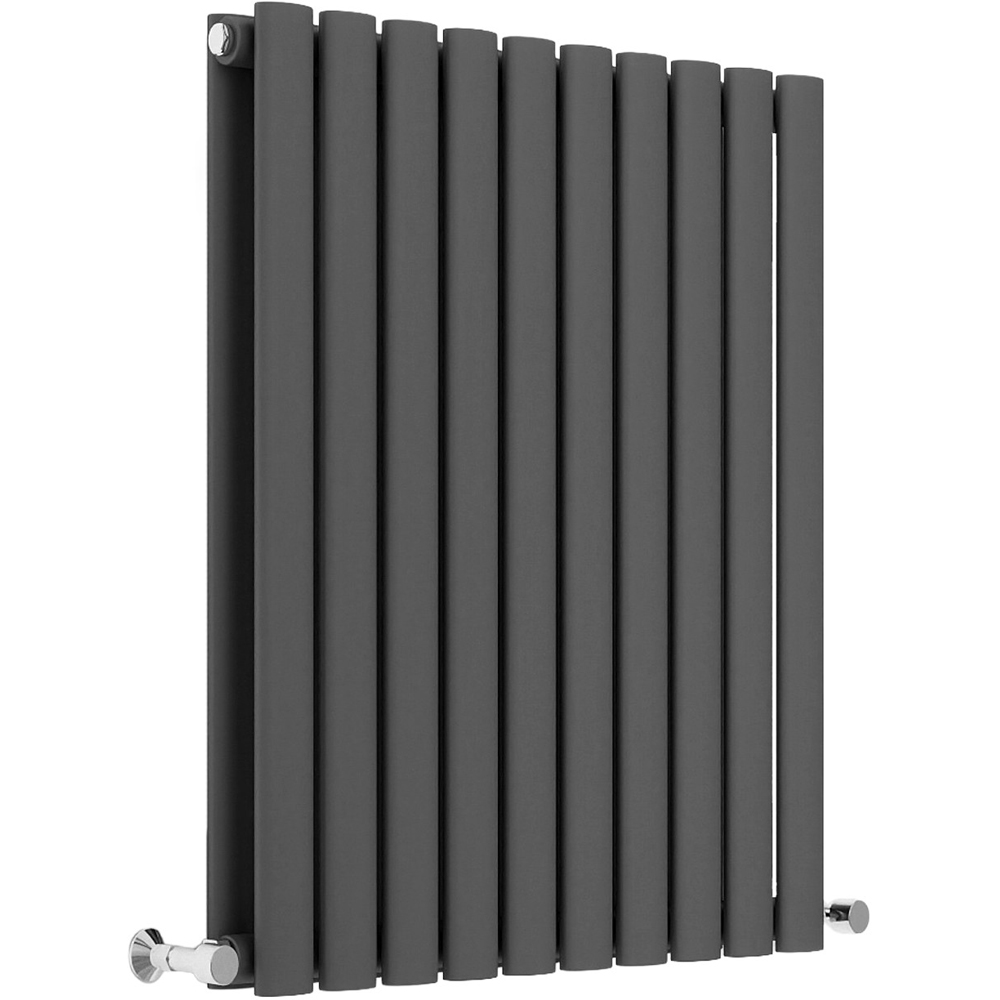 Stech Homes 2650 BTU Anthracite Double Panel Horizontal Oval Column Radiator 600 x 590mm Image 1