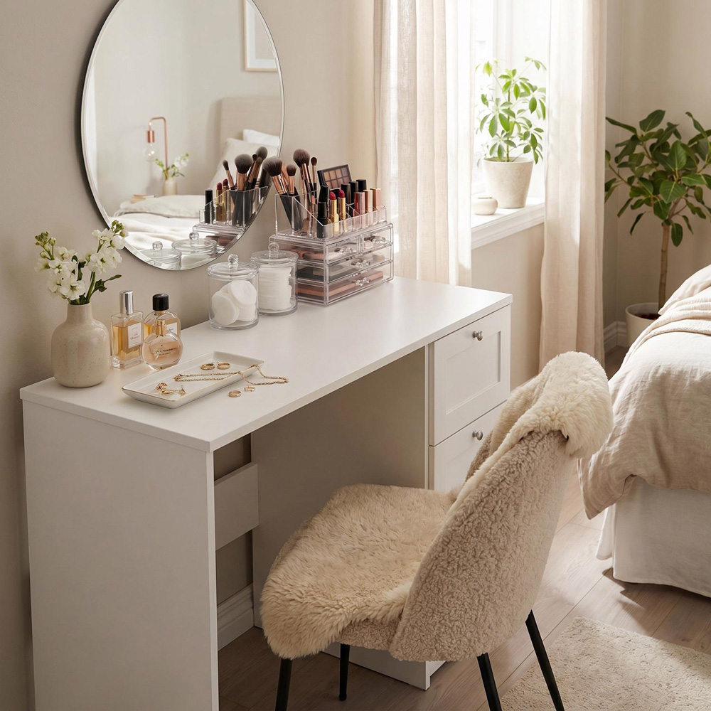 FWStyle Artus 3 Drawer White Vanity Dressing Table Image 6