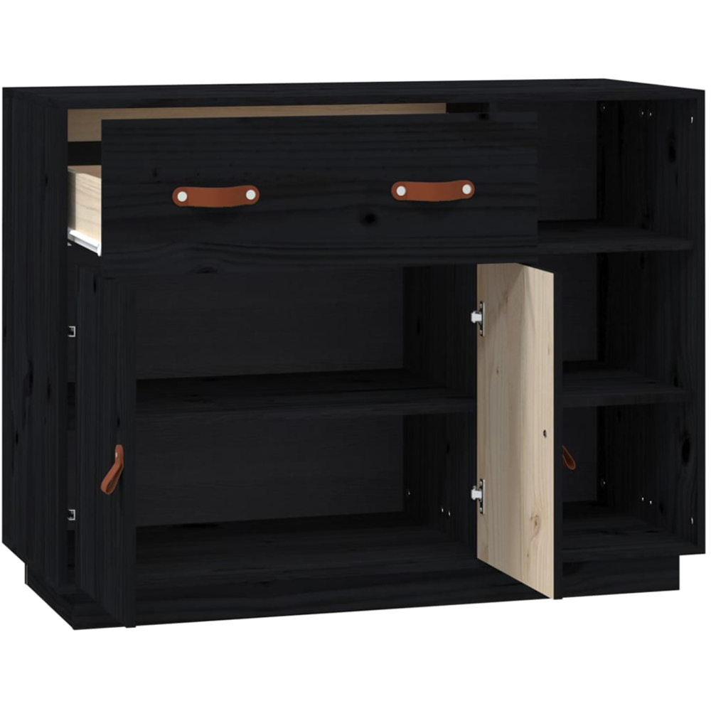 vidaXL 2 Door Single Drawer 3 Shelf Black Wooden Sideboard Image 6