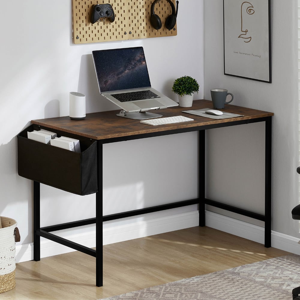 Vida Designs Brooklyn Dark Wood Large Computer Desk Image 3