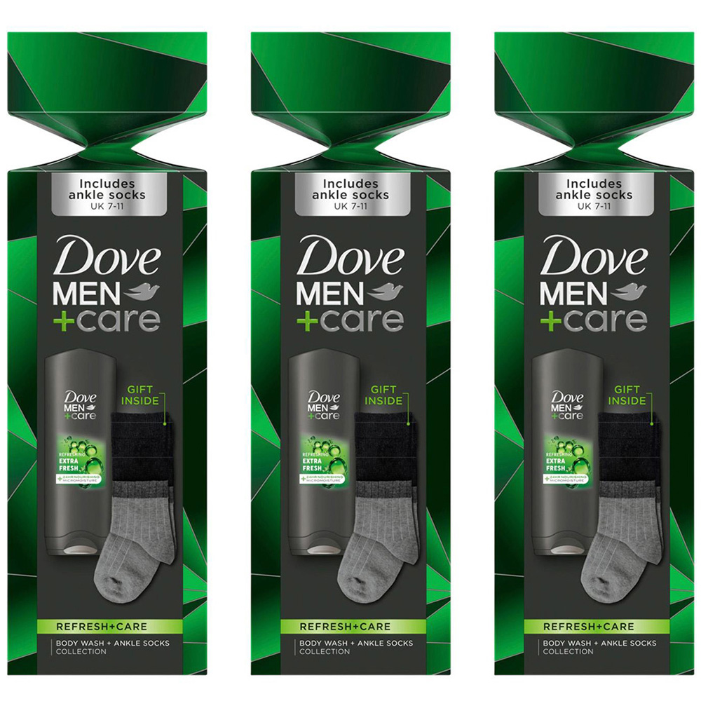 Dove Men+Care Refresh+Care Body Wash and Socks Gift Set 3 Pack Image 1