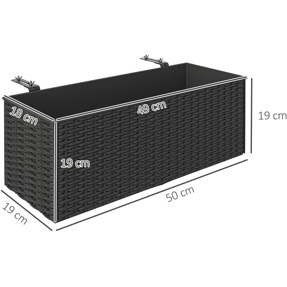 Outsunny Black Rattan Look Hanging Flower Box 50cm 2 Pack Image 7