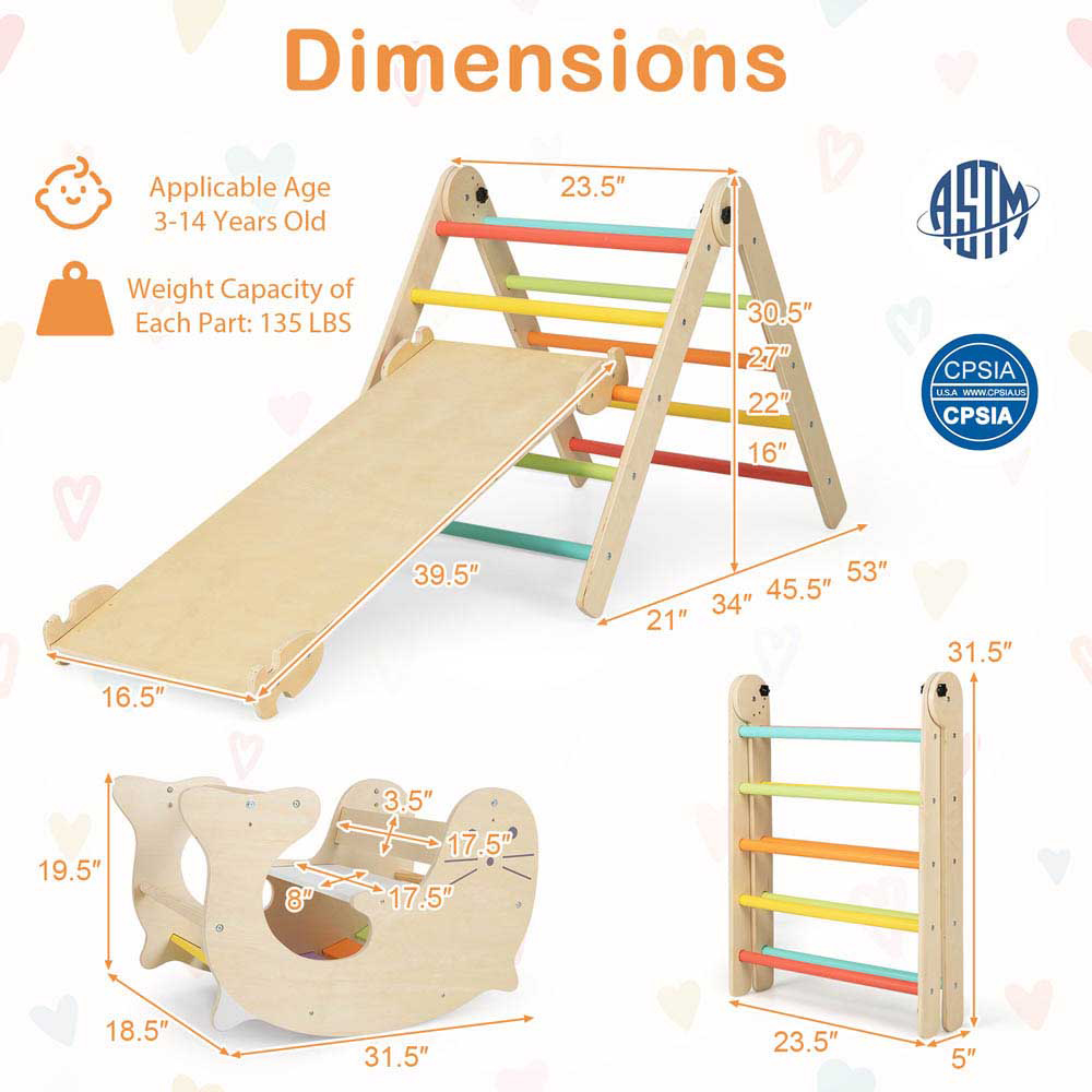 Costway Multicolour Kids 7 in 1 Wooden Foldable Indoor Climbing Toy Image 9