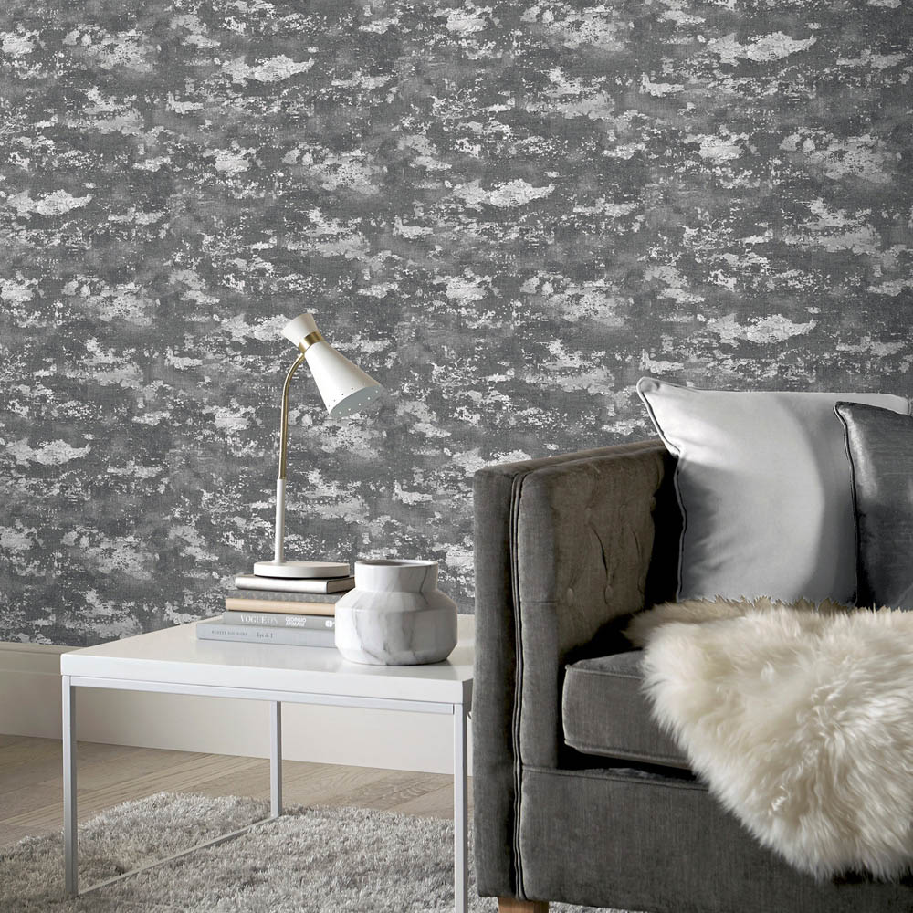 Arthouse Patina Grey and Silver Wallpaper Image 4