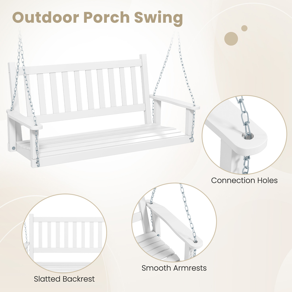 Costway 3 Seater White Garden Swing Image 8