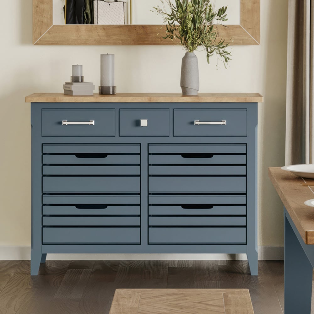 Baumhaus Signature 7 Drawer Blue Sideboard Image 5