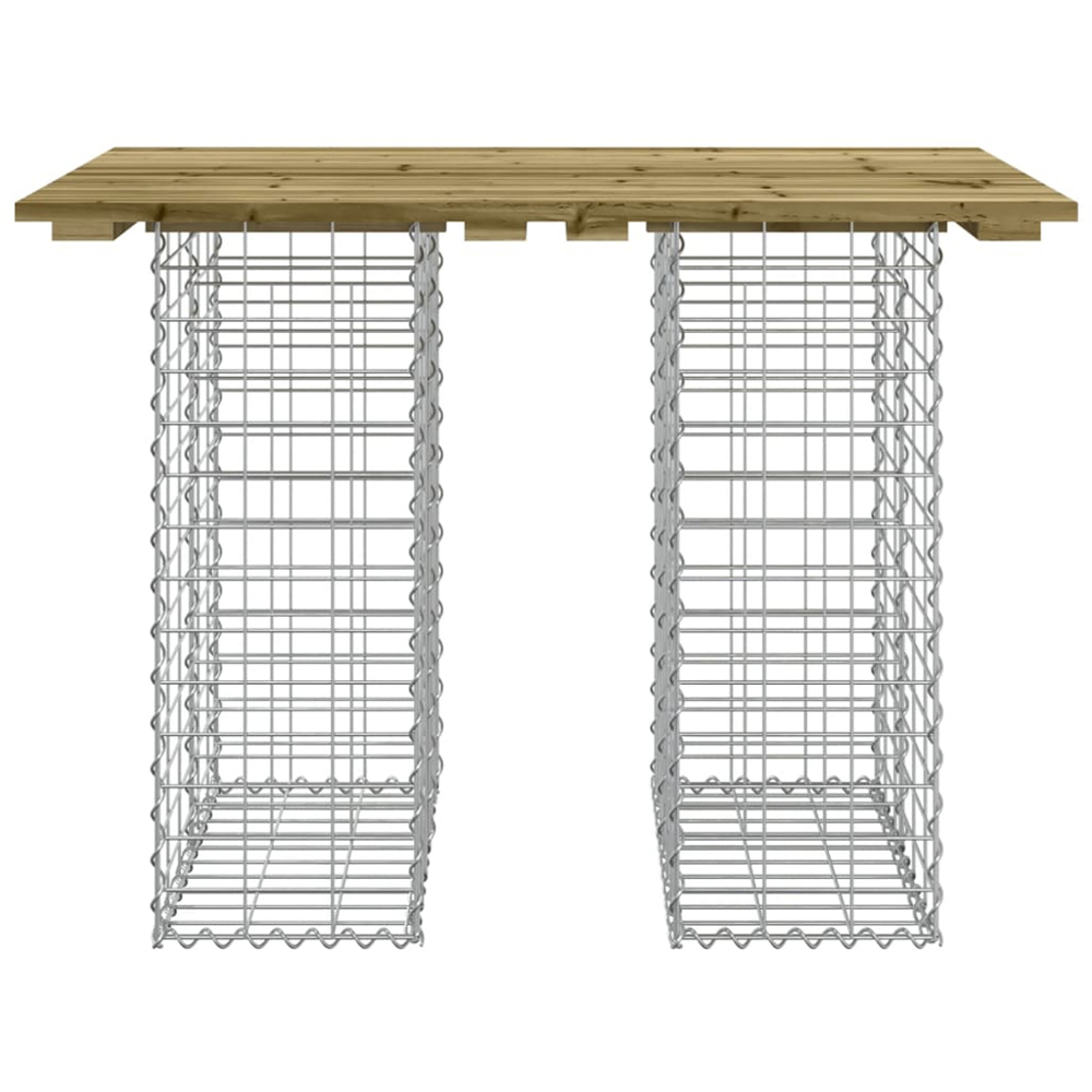 vidaXL Dark Brown Solid Impregnated Pine Wood Gabion Design Garden Table 70 x 100 x 72cm Image 2