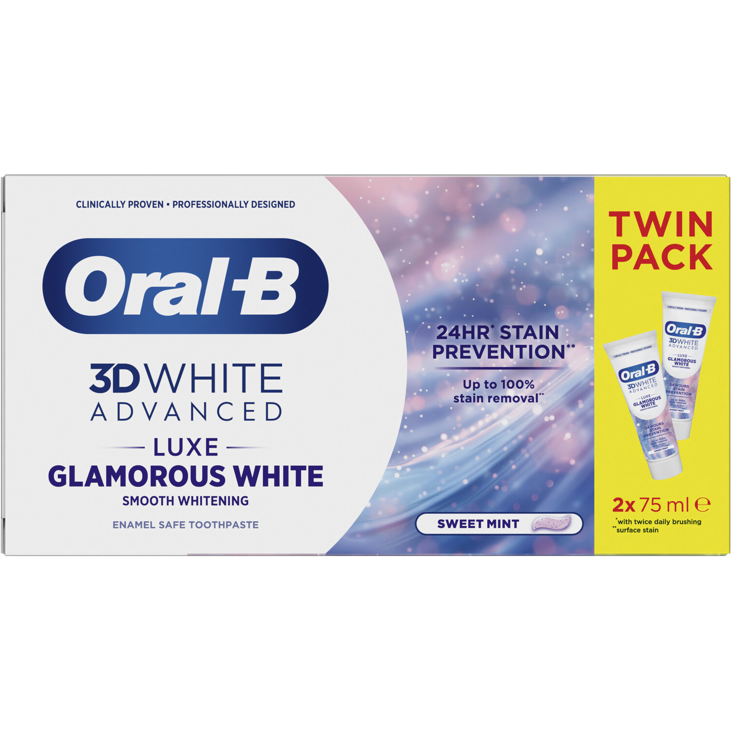 Pack of 2 Oral-B 3D White Advanced Toothpastes Image 3