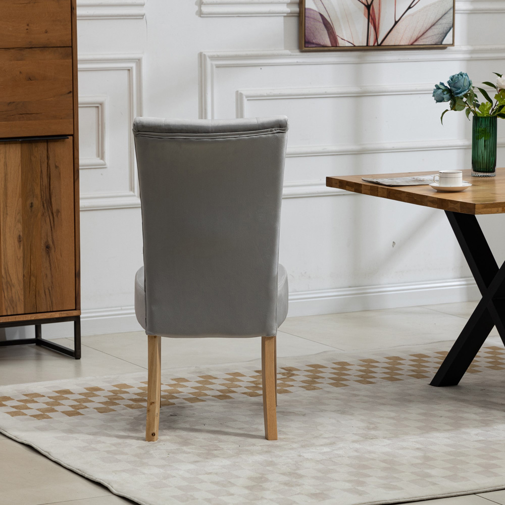 Artemis Home Pienza Set of 2 Silver Velvet Dining Chairs Image 6