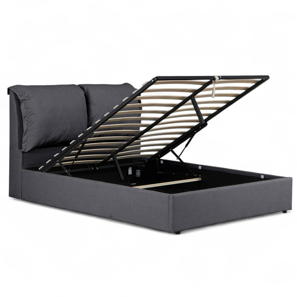 OAT Home Chester Double Charcoal Grey Ottoman Bed Image 4
