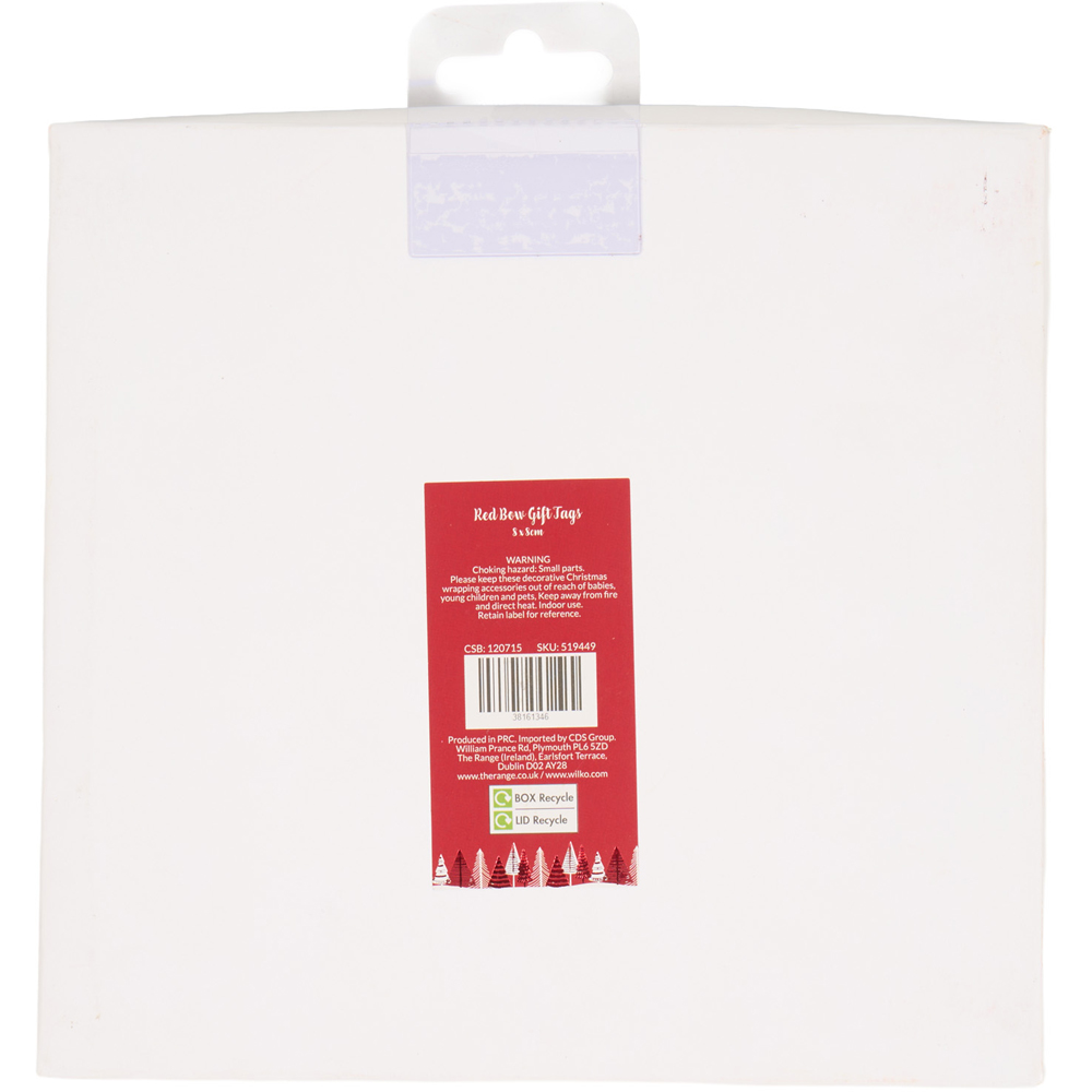 Pack of 20 Festive Bow Gift Tags Red Image 2