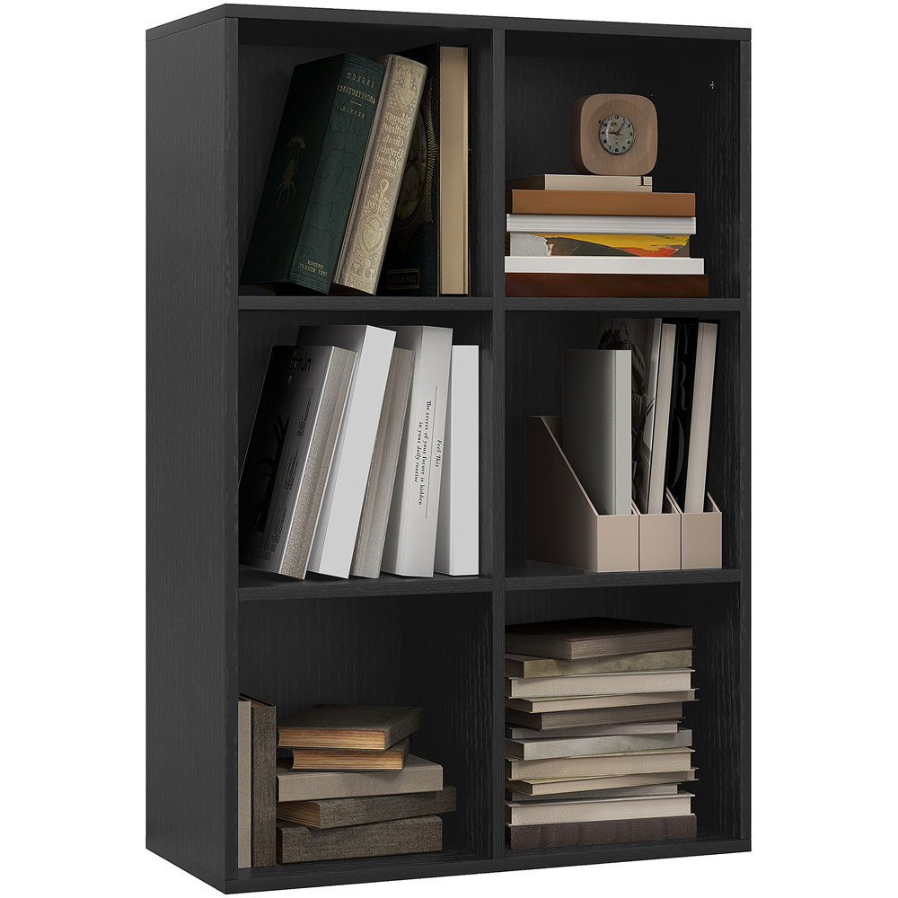 Portland 6 Storage Shelf Black Bookcase Image 2