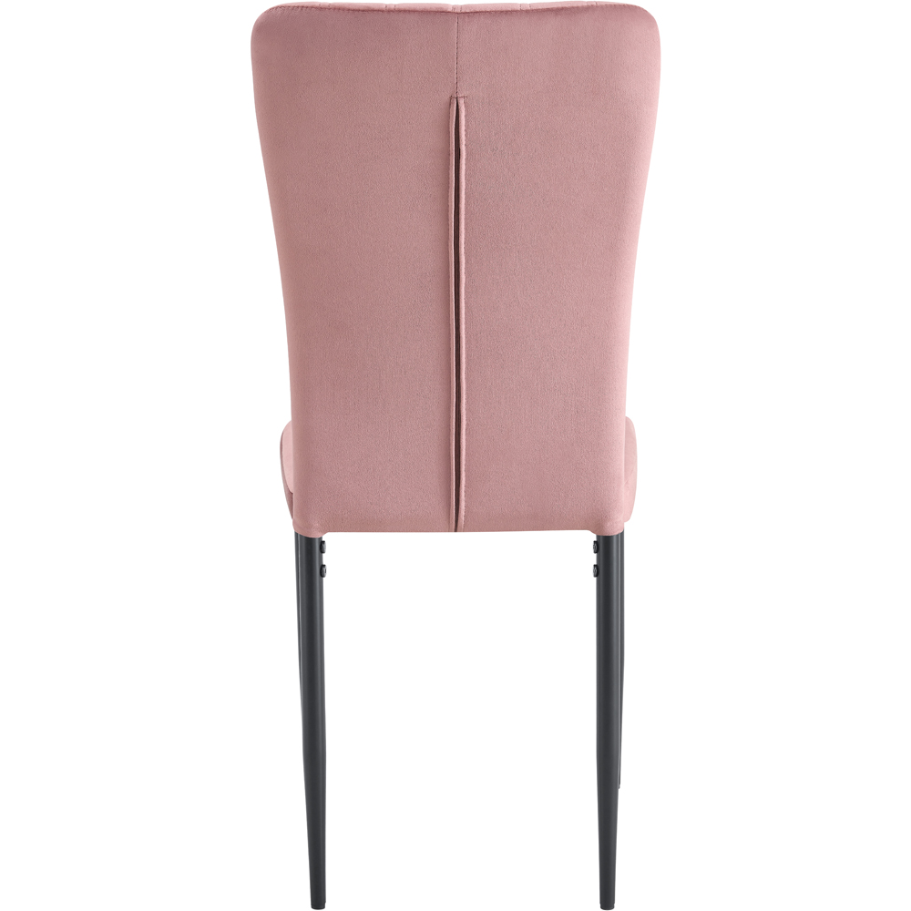 Elle Set of 4 Pink Velvet Effect Plush Padded Upholstered Dining Chair Image 6