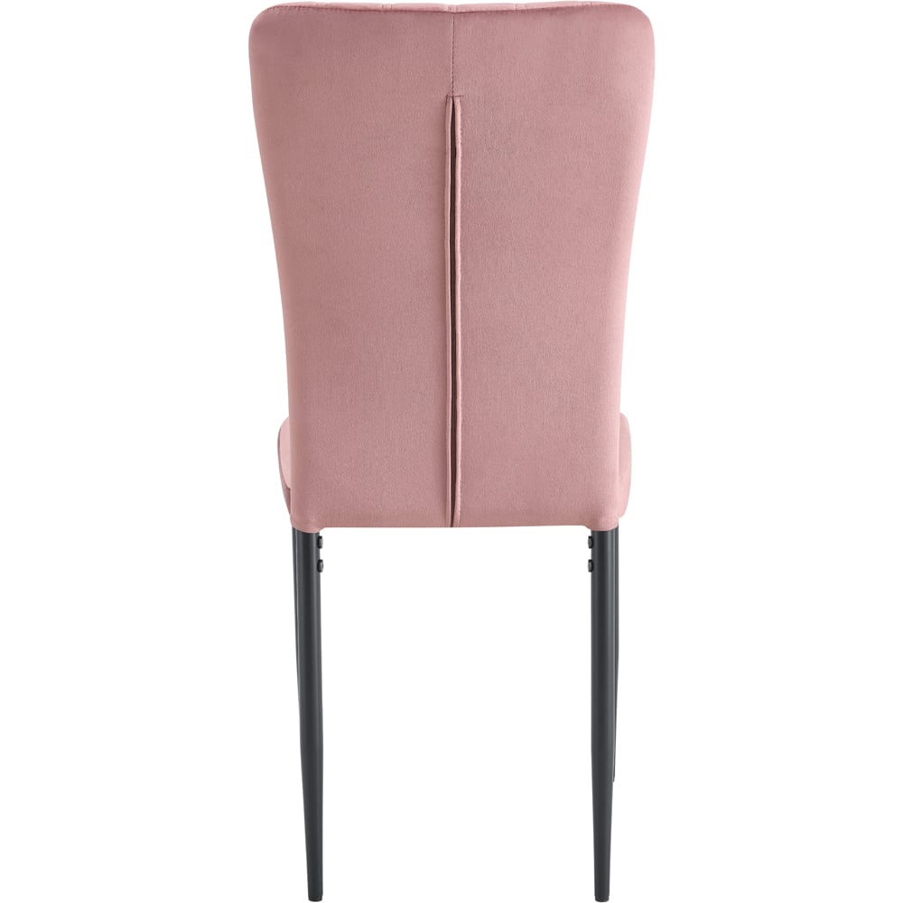 wilko Elle Set of 6 Pink Velvet Effect Plush Padded Upholstered Dining Chair Image 6