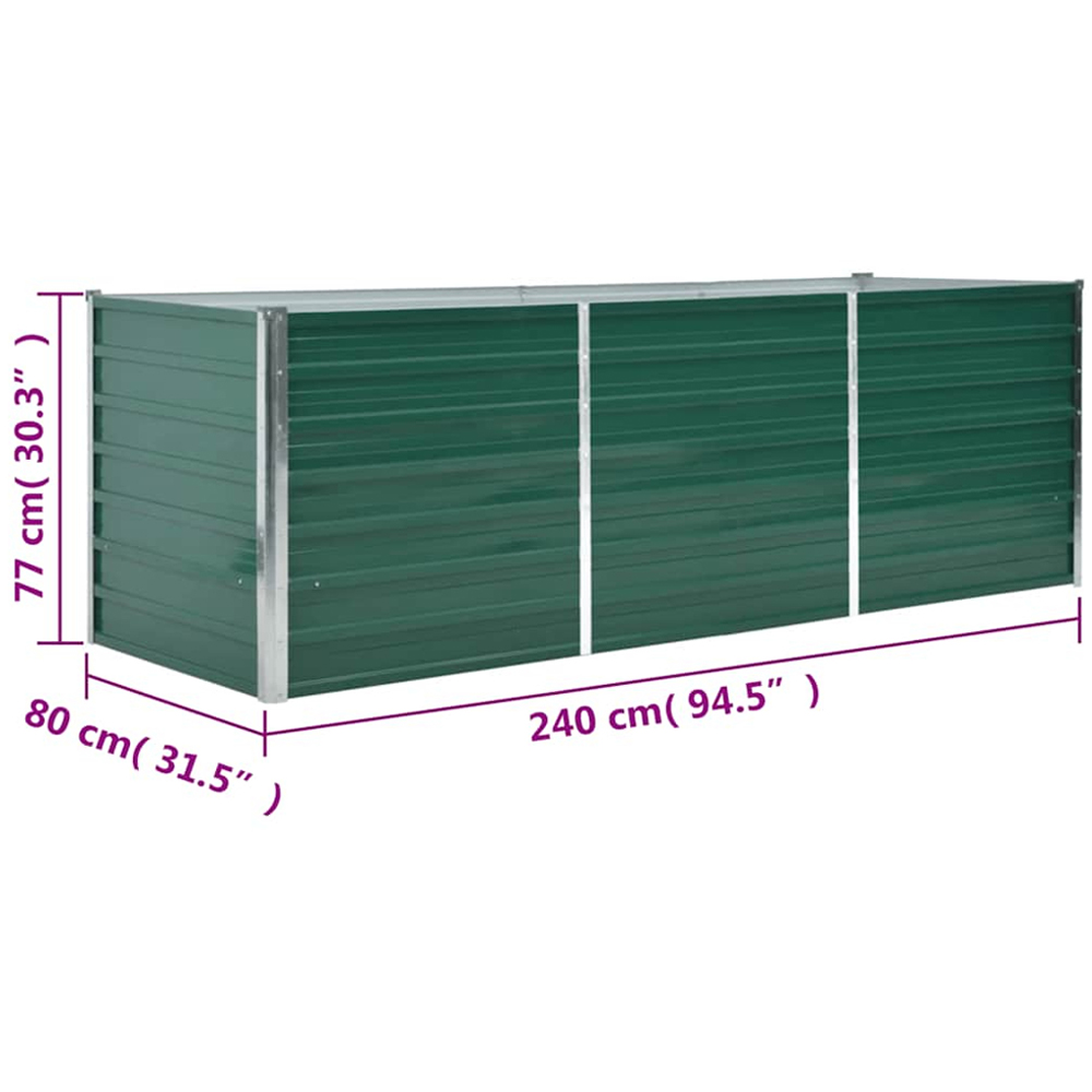 vidaXL Green Galvanised Steel Raised Garden Bed 77 x 240 x 80cm Image 5
