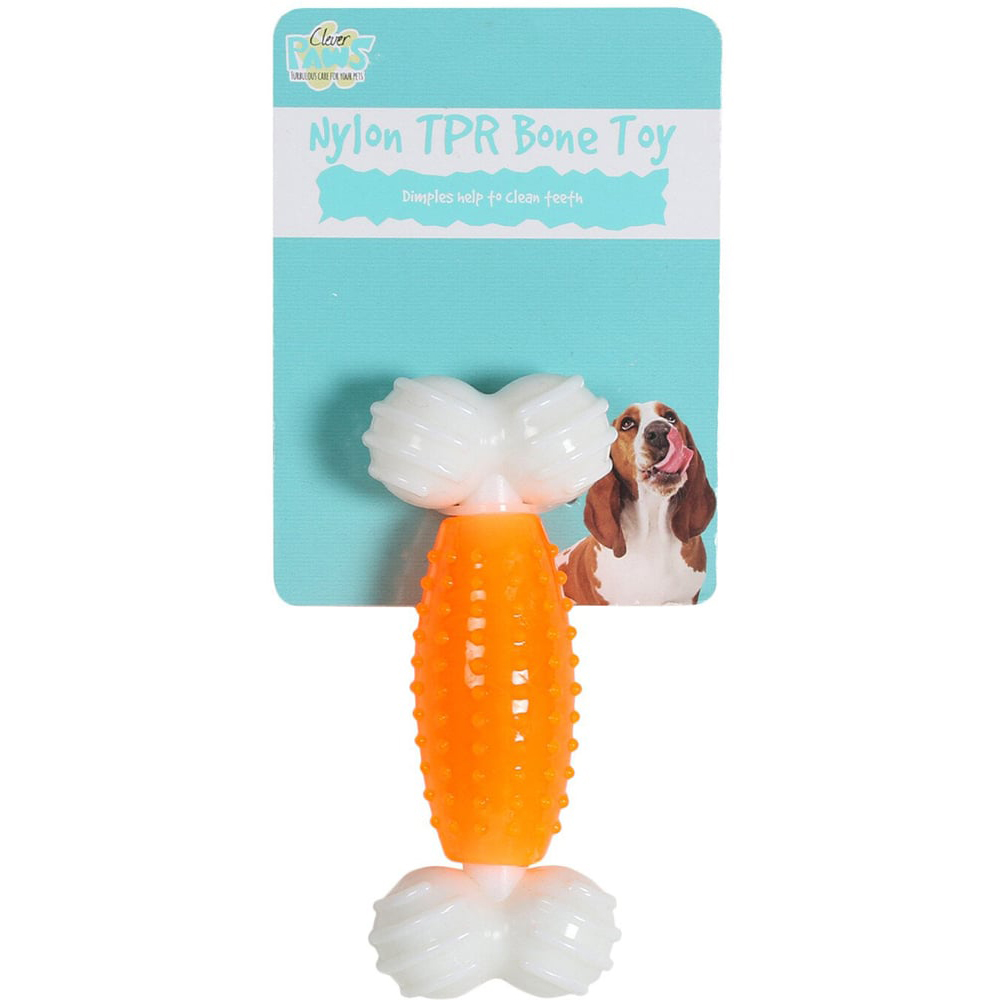 Single Clever Paws Nylon TPR Bone Dog Toy in Assorted styles Image 5