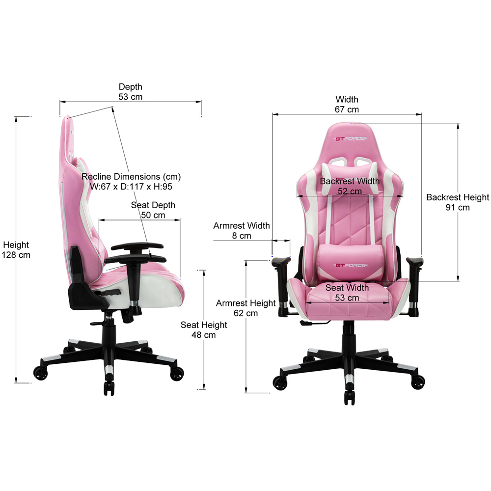 Furniture Online Pro Gt Pink Faux Leather Reclining Gaming Chair Image 7