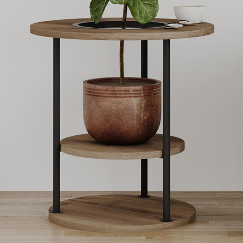 Decortie Grova 3-Tier Dark Oak Effect Side Table Image 1