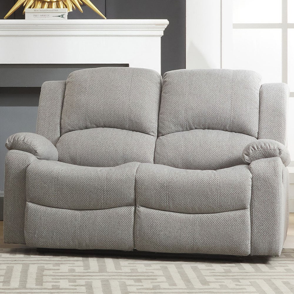 Marldon 2 Seater Light Grey Manual Recliner Sofa Image 1