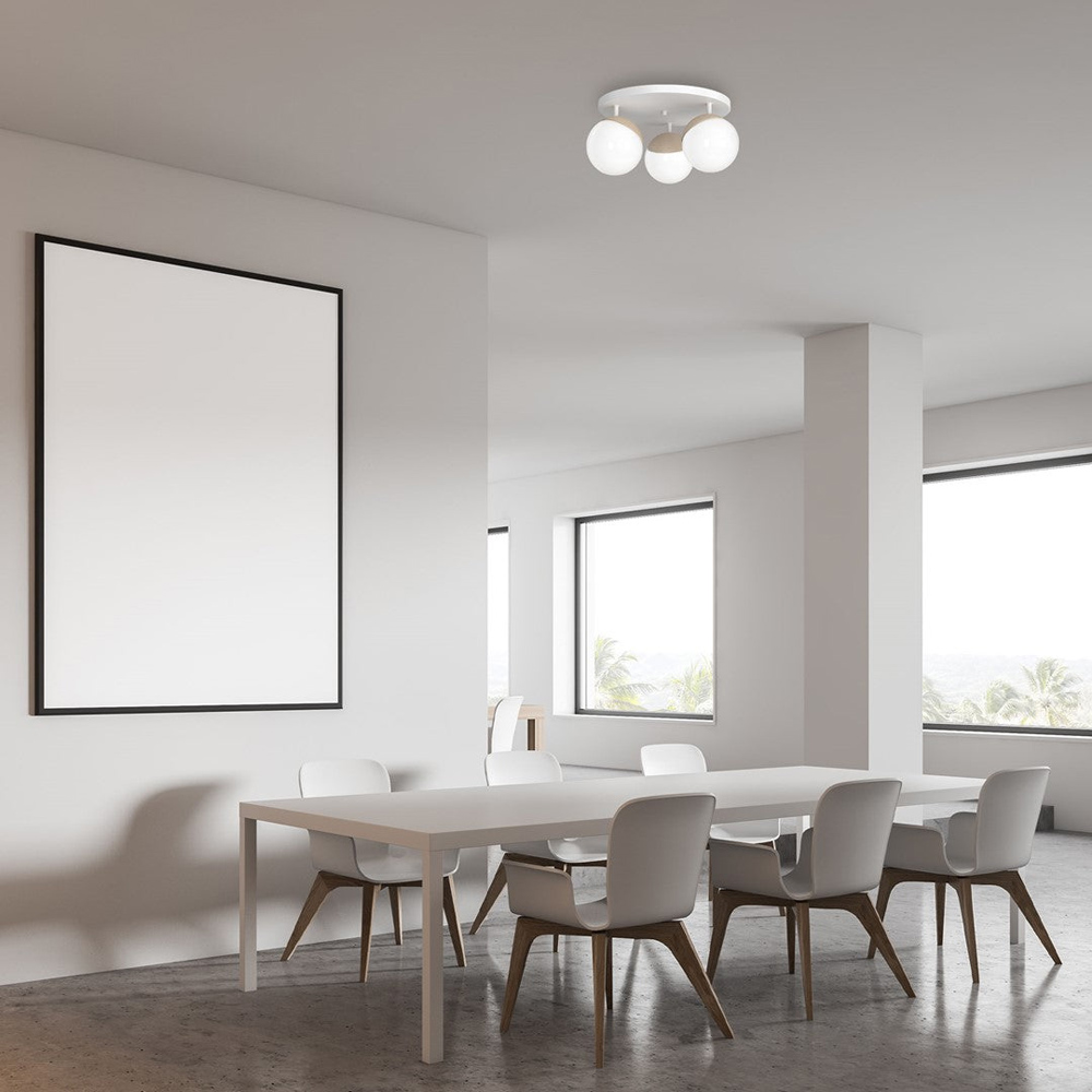 Milagro Sfera Wood White Ceiling Lamp 230V Image 8