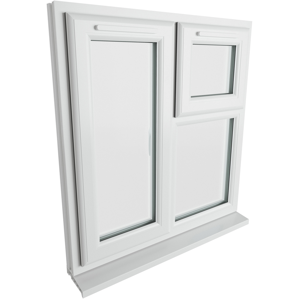 Crystal uPVC Triple Glazed Window LH Side Hung and Top Opener White Clear Glass 905x965mm Image 9