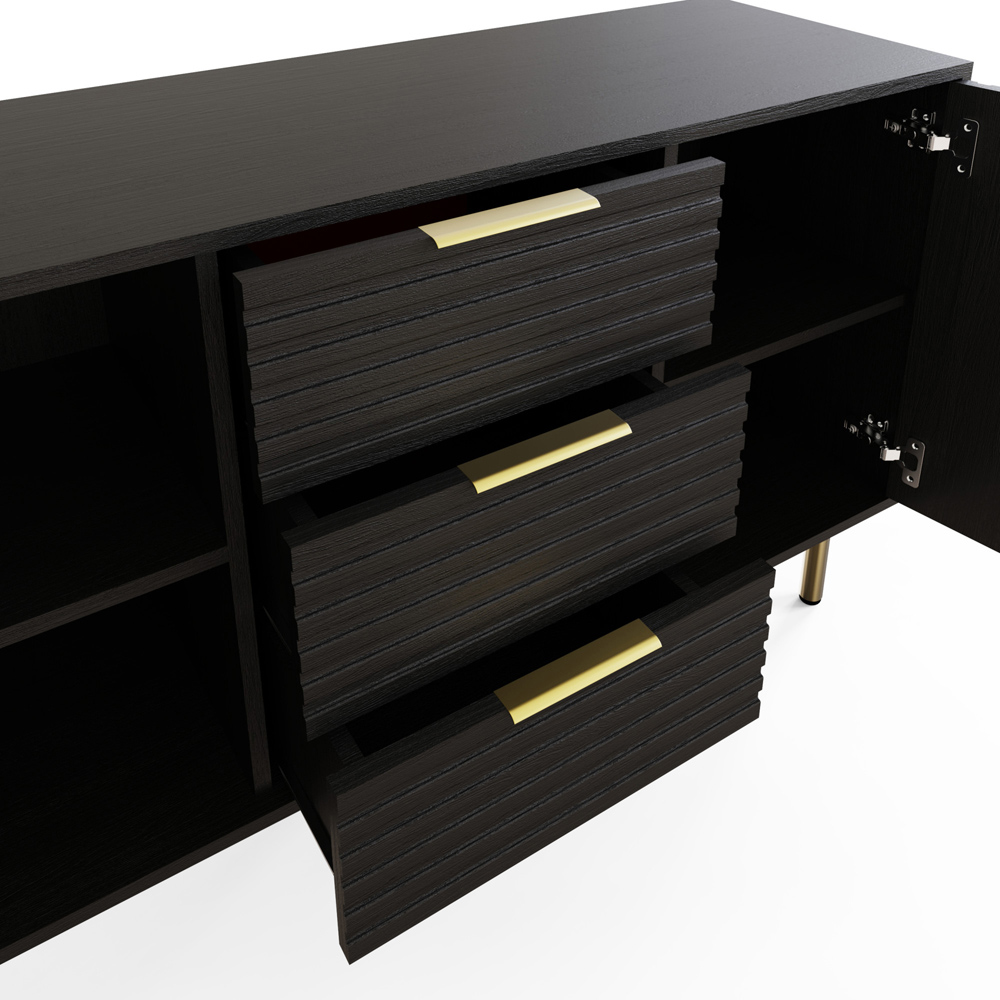GFW Nervata 2 Door 3 Drawer Black Sideboard Image 5