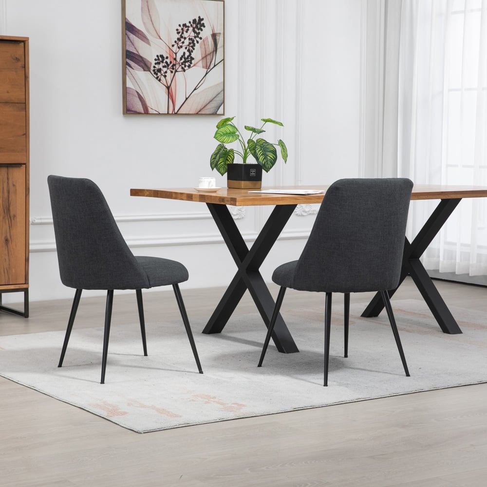Artemis Home Morandi Set of 2 Black Fabric Dining Chairs Image 5