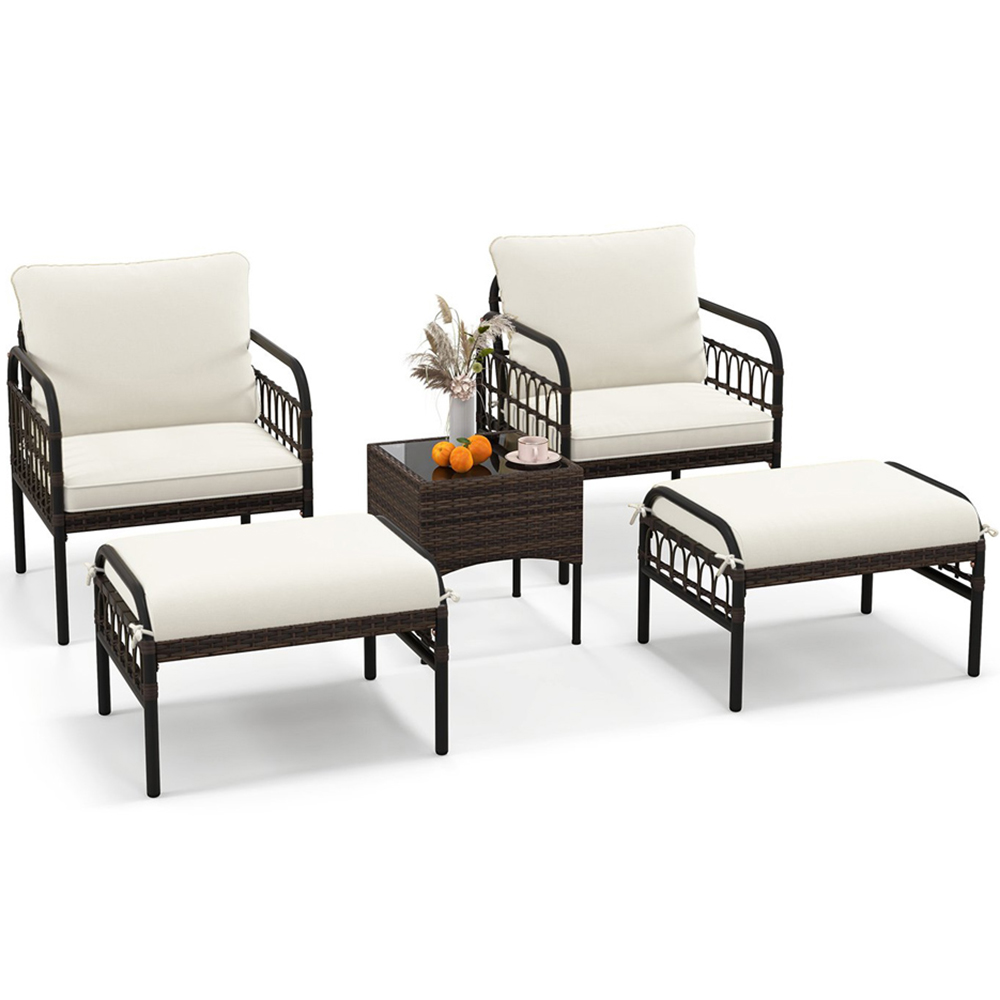 Costway 2 Seater White Ottoman Patio Conversation Set Image 2