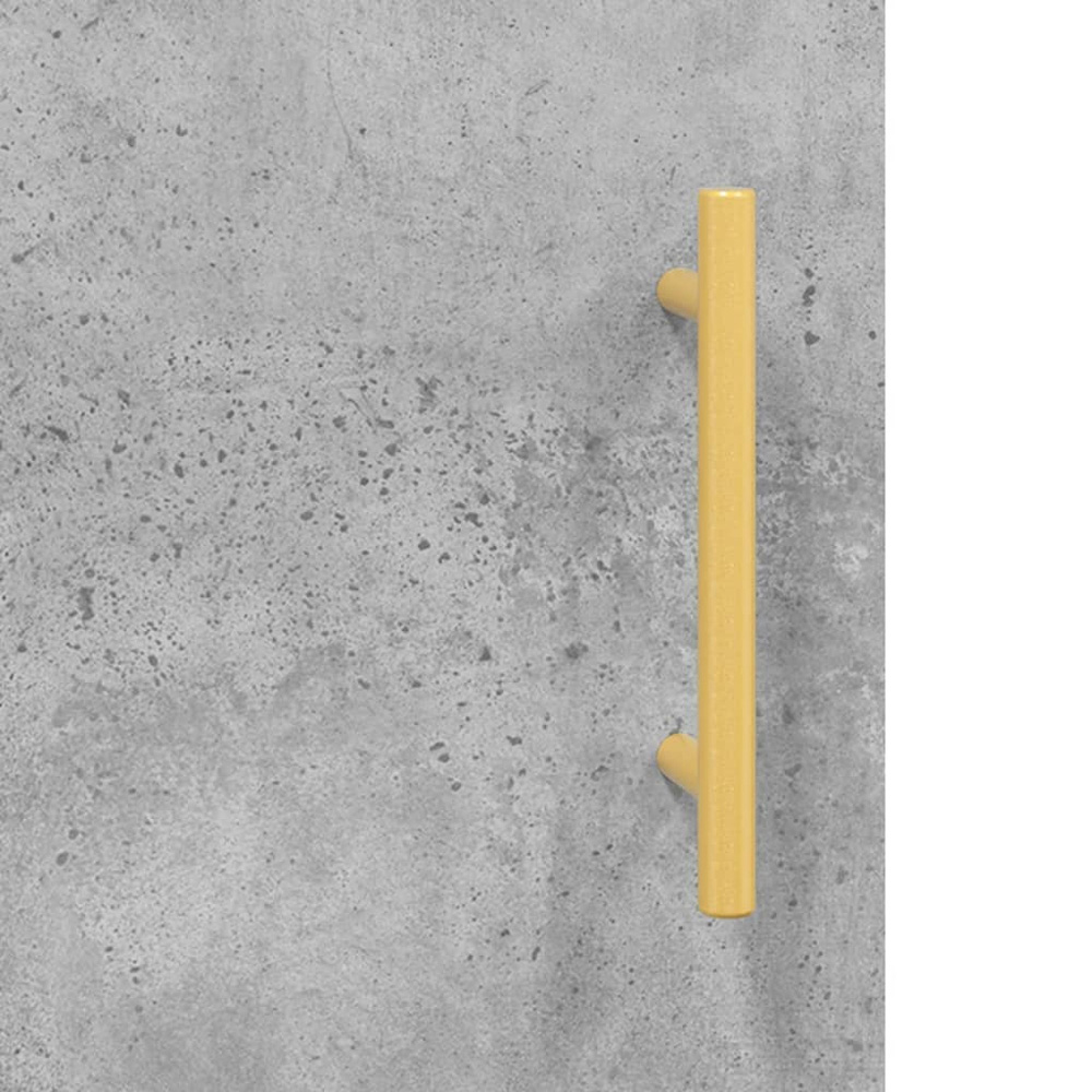 vidaXL 2 Glass Door 3 Shelf Concrete Grey Tall Highboard with Gold Handles and Metal Legs Image 9