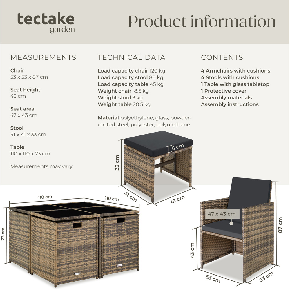 tectake Bilbao 8 Seater Nature Garden Dining Set Image 9