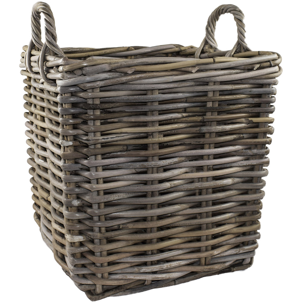 Ivyline Natural Wicker Sturdy Square Log Basket 35cm Image