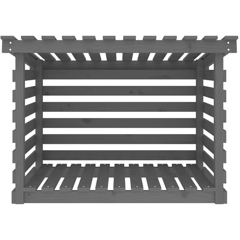 vidaXL Grey Pine Wood Firewood Log Holder 79 x 108 x 73cm Image 4