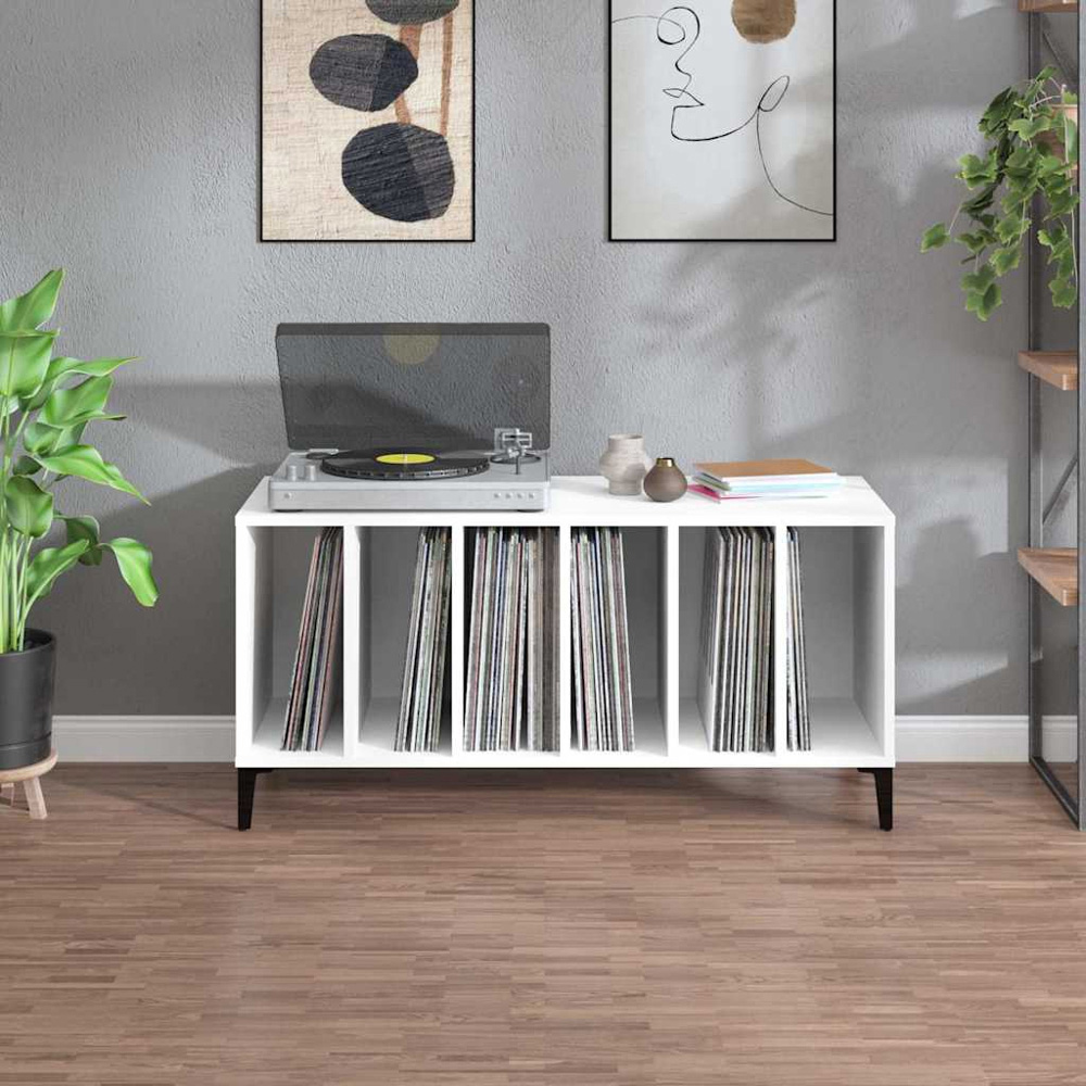 vidaXL 6 Shelf White Record Cabinet Image 7