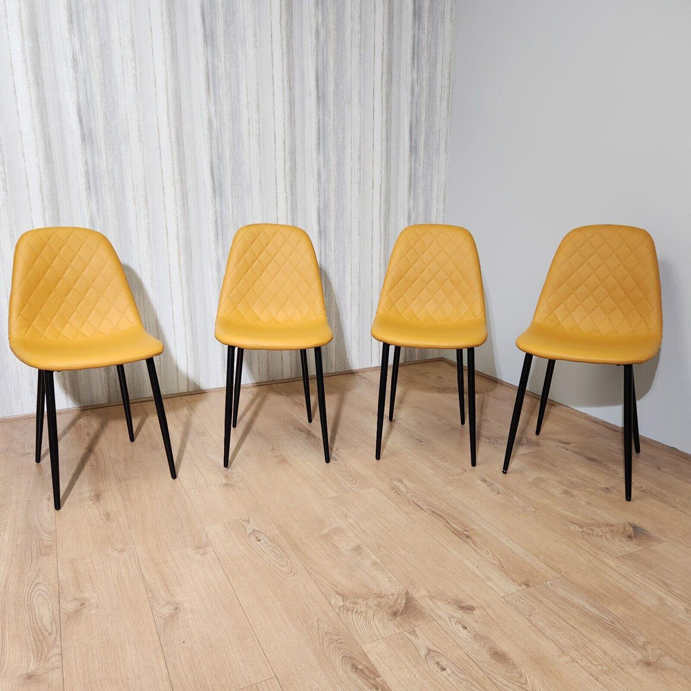 Kosy Koala 4 Seater Glass Dining Set Mustard Image 3