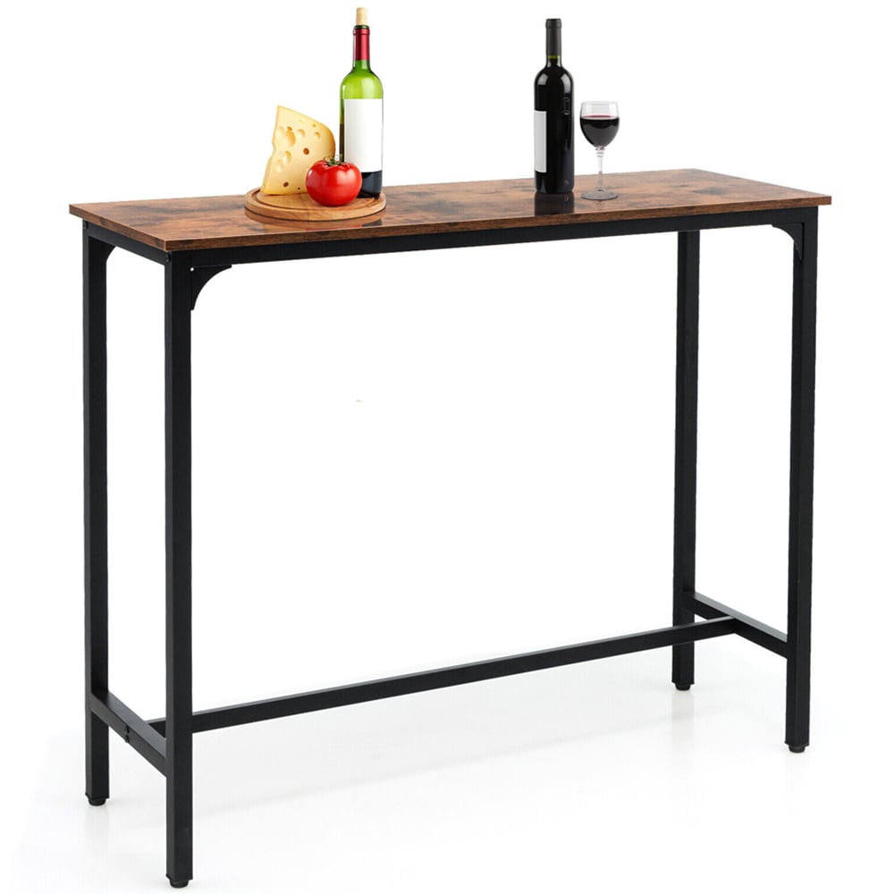 Costway Breakfast Bar Table Rustic Brown Image 3