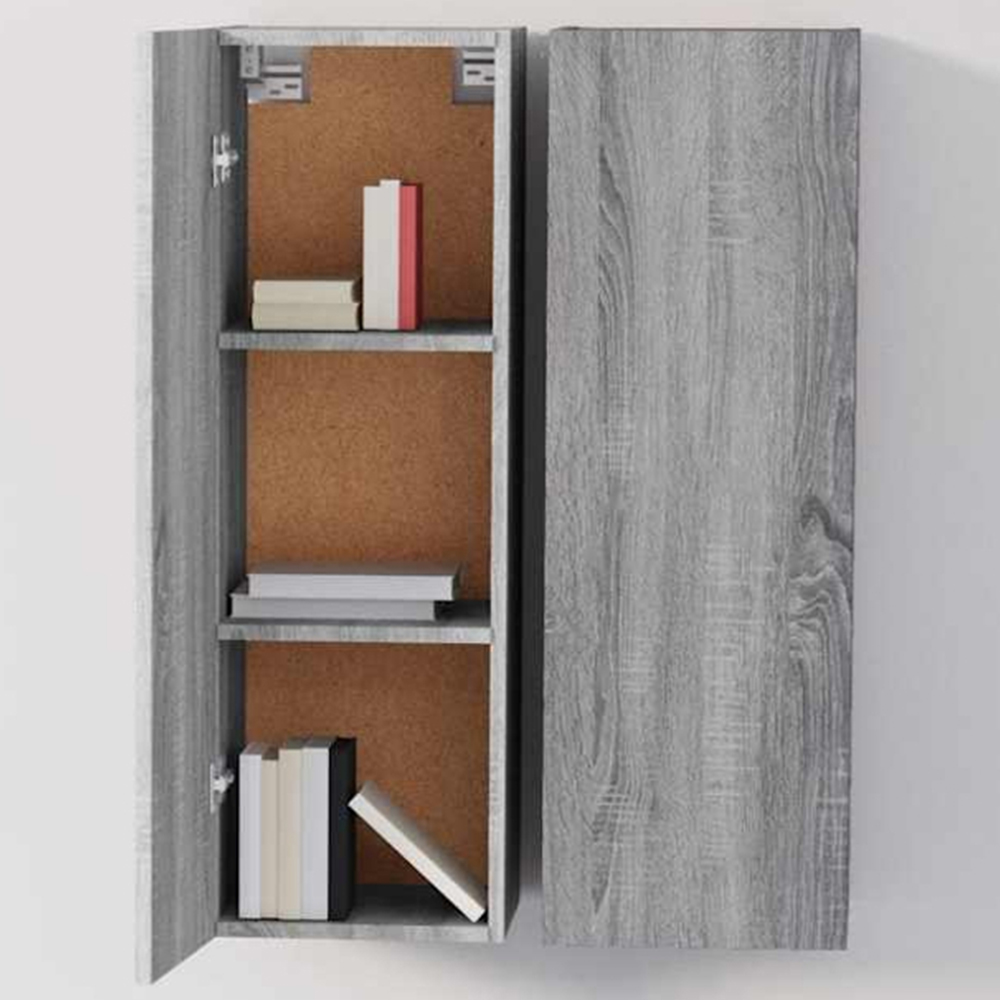 vidaXL Single Door Grey Sonoma Wall Mounted TV Cabinet 2 Pack Image 1