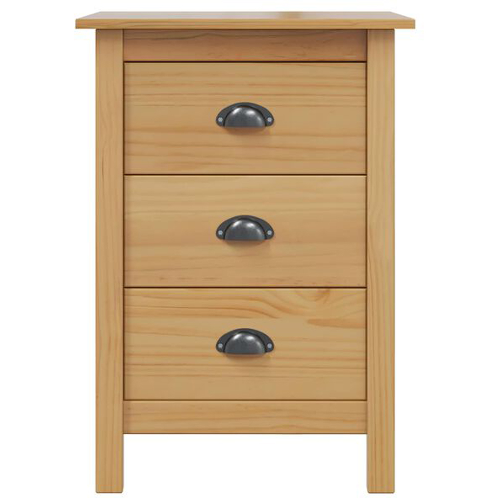 vidaXL Hill 3 Drawer Honey Brown Solid Pine Wood Bedside Table Image 4