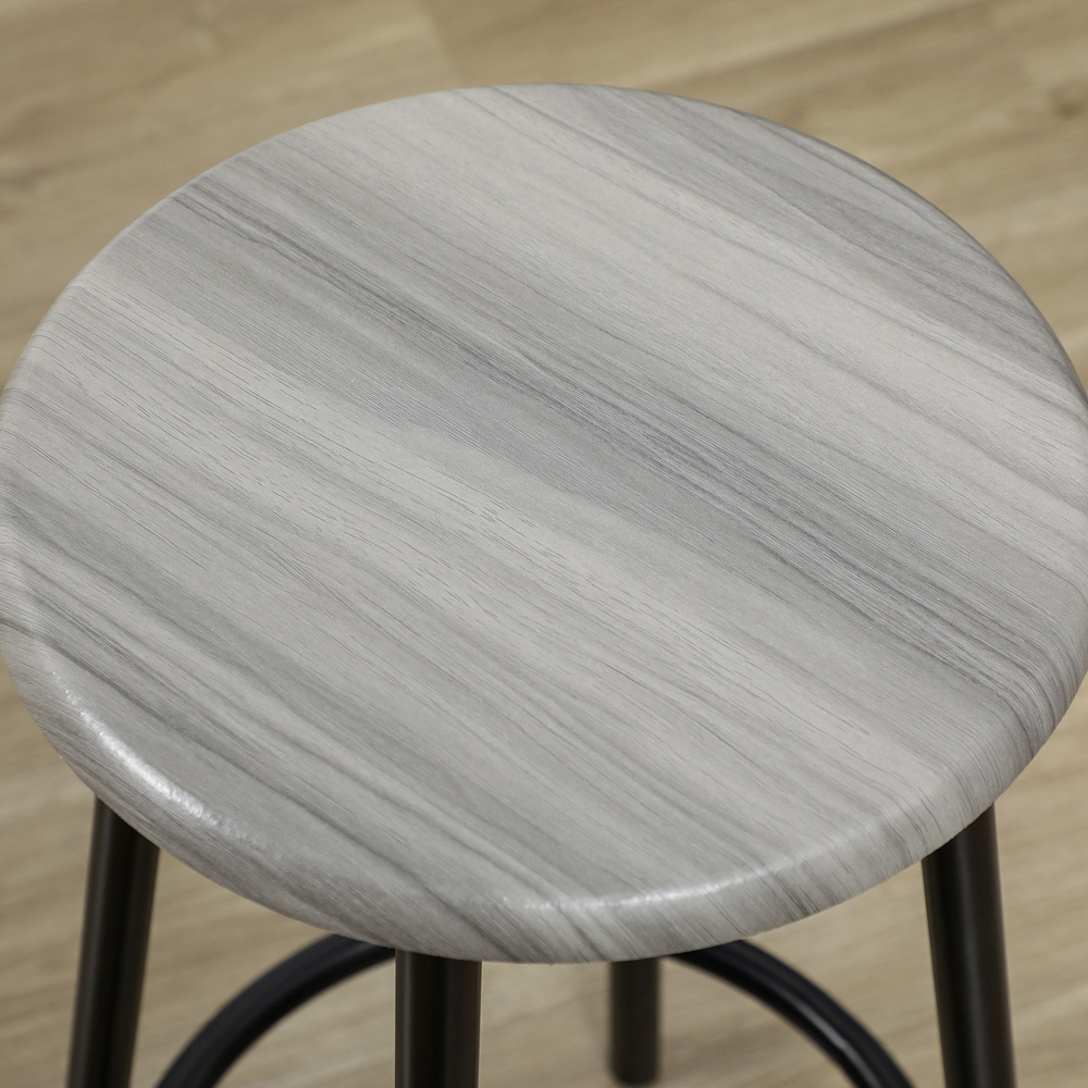 HOMCOM 4 Seater Grey Wood and Metal Bar Table and Stool Set Image 3