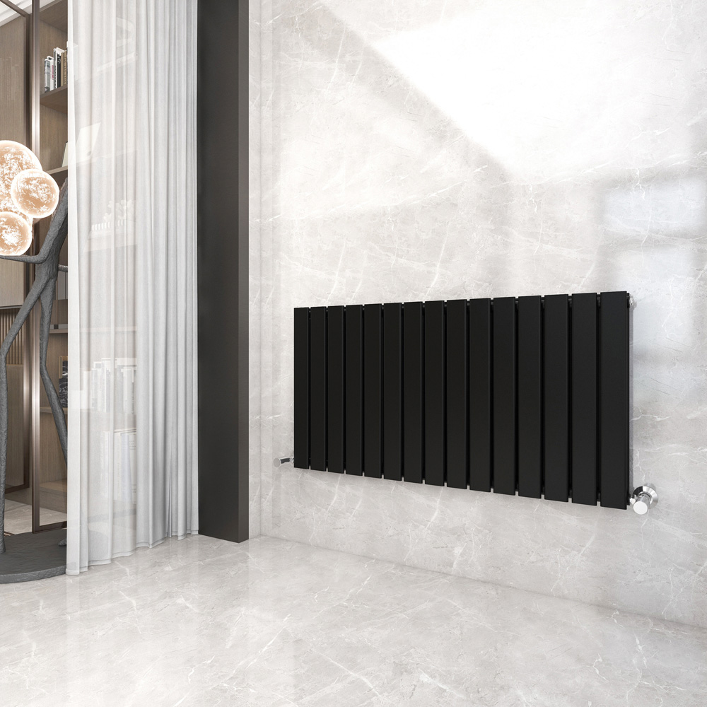 Black 6919 BTU Double Flat Panel Vertical Column Radiator 600 x 1020mm Image 2