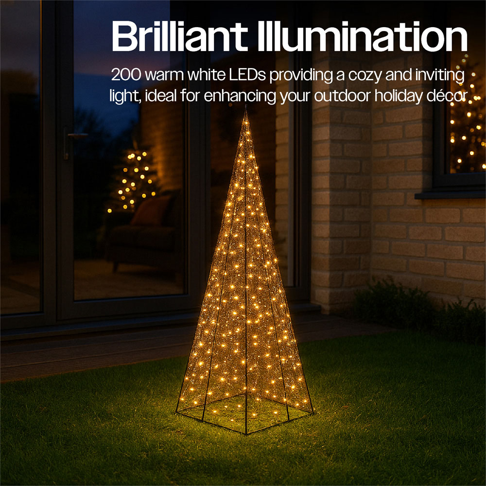 Xmas Haus Black 200 Warm White Micro LED Pyramid Shaped Light Tower 2ft Image 5