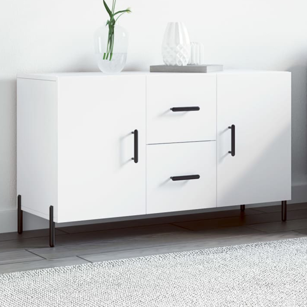 vidaXL 2 Door 2 Drawer White Wide Sideboard Image 1