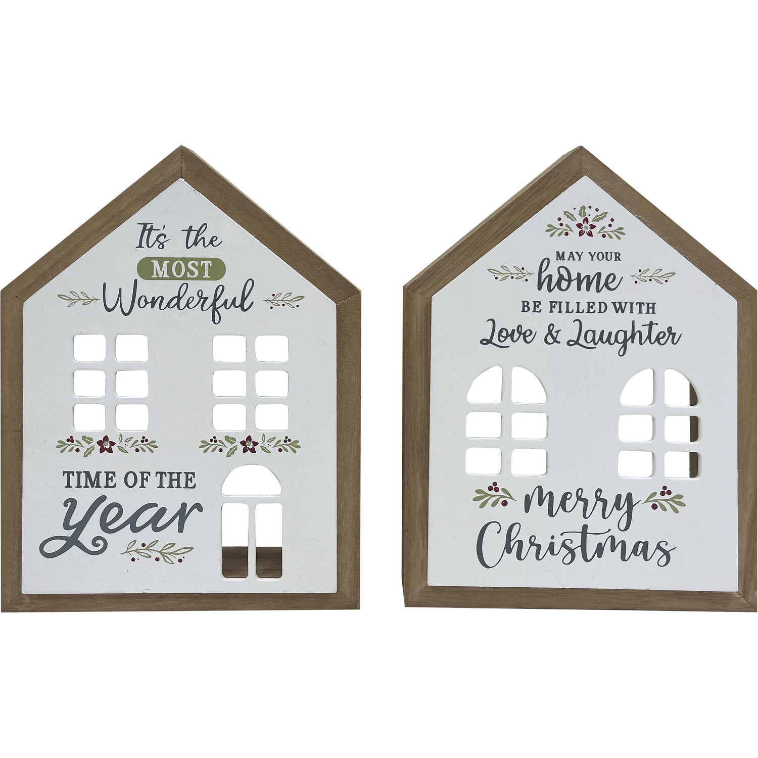 Christmas Sentiment Wooden House Sign - White Image