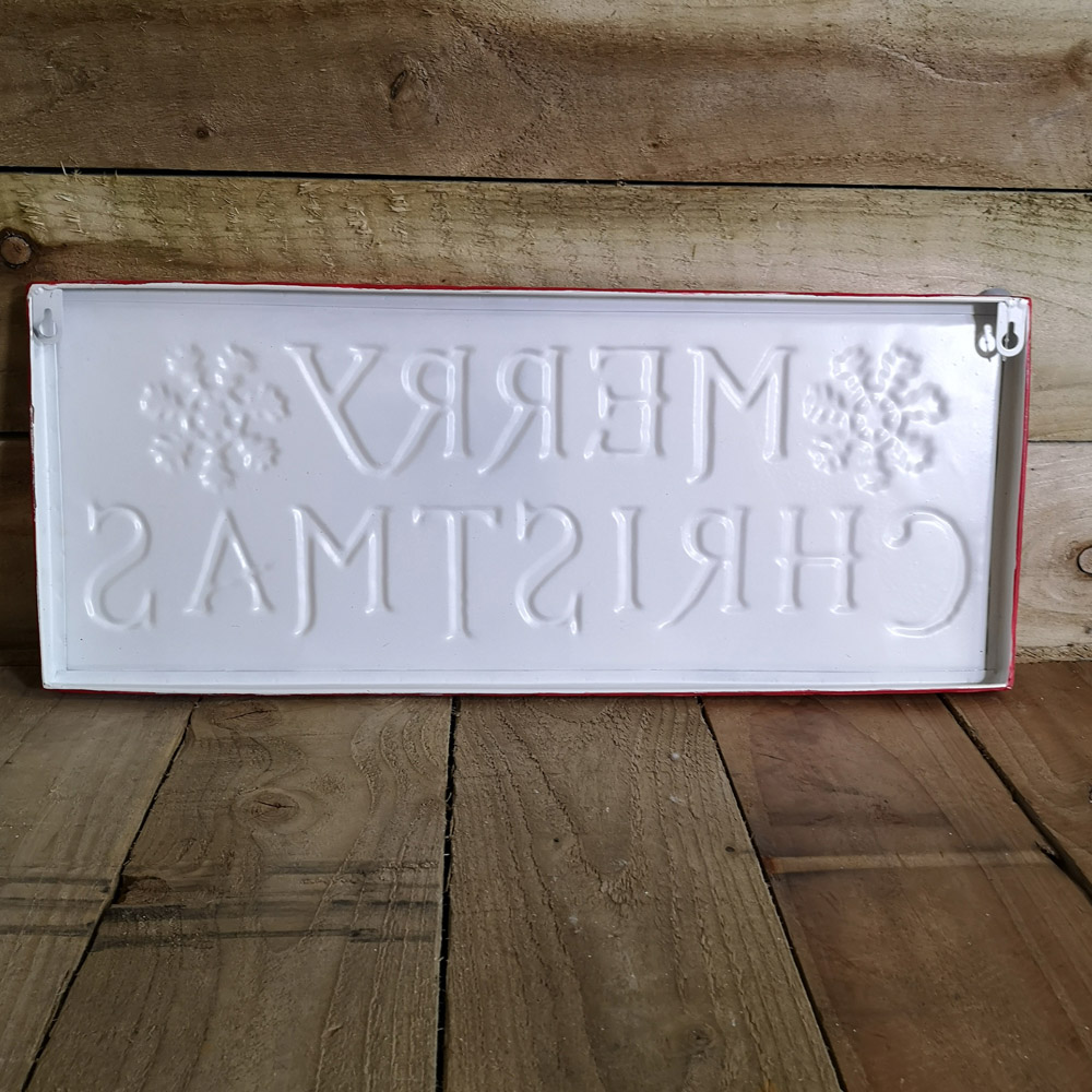 Samuel Alexander Red White and Green Merry Christmas Metal Sign Board with Snowflake 57cm Image 5