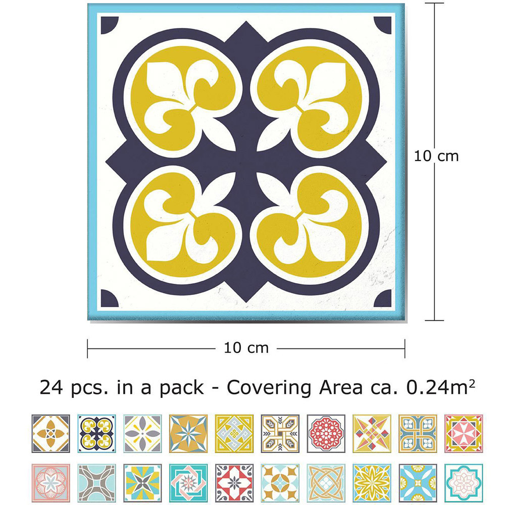 Walplus Malia Colourful Multicoloured Self Adhesive Tile Sticker 24 Pack Image 6