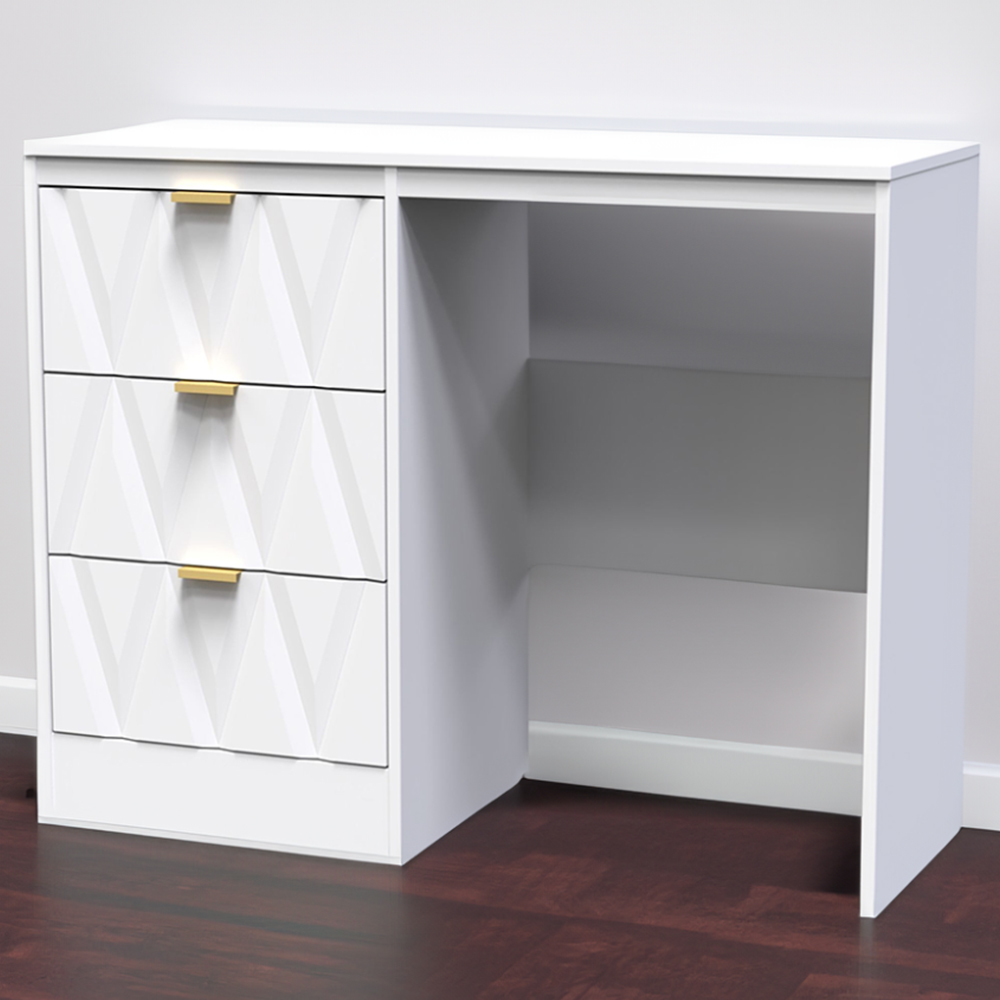 Crowndale Las Vegas 3 Drawer White Matt Dressing Table Ready Assembled Image 1