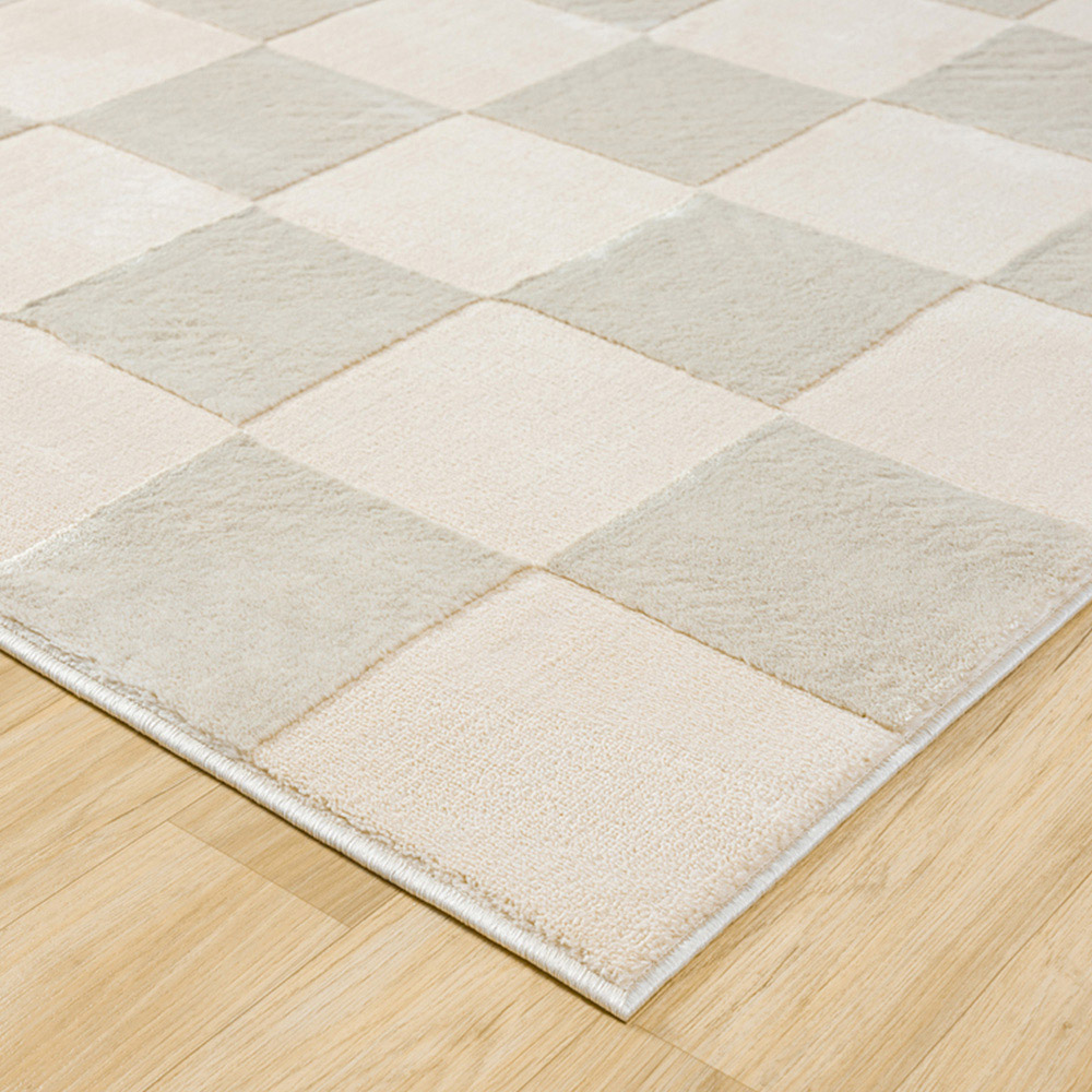 Desire Rugs Vellure Cream Metallic Sheen Grid Design Rug 160 x 230cm Image 3